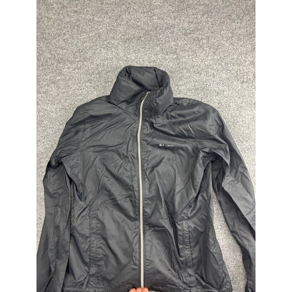 Columbia Jacket Womens Medium Black Hooded Full Zip Windbreaker Hiking